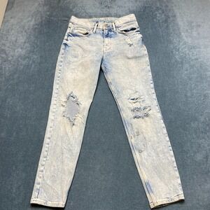&Denim Jeans Mens 30x32 Blue Cotton Slim Fit Tapered Leg Mid Rise Distressed